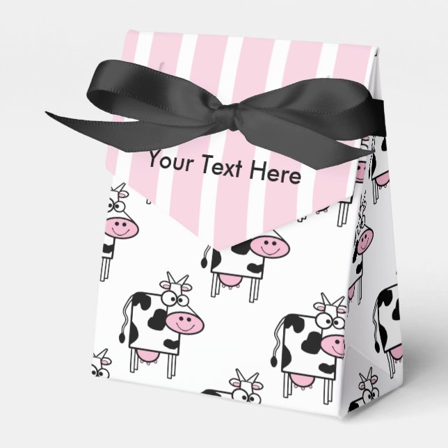 Smiling Cow Girly Animal Print Personalized Favor Box (Front Side)
