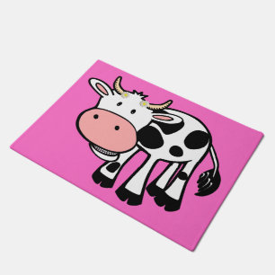 Smiling Cow with Daisies Doormat