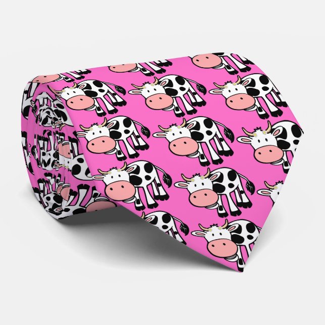 Smiling Cow with Daisies Tie (Rolled)