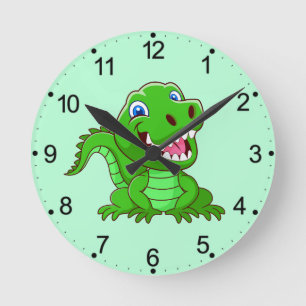 Smiling Crocodile Cartoon-64836 Round Clock