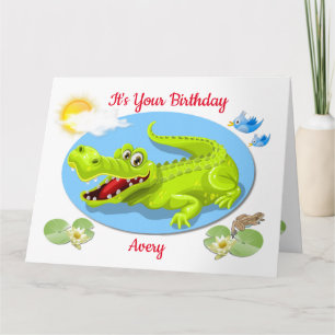 Smiling Crocodile child's age birthday card