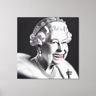 Smiling Crowned Queen Elizabeth Wall Art