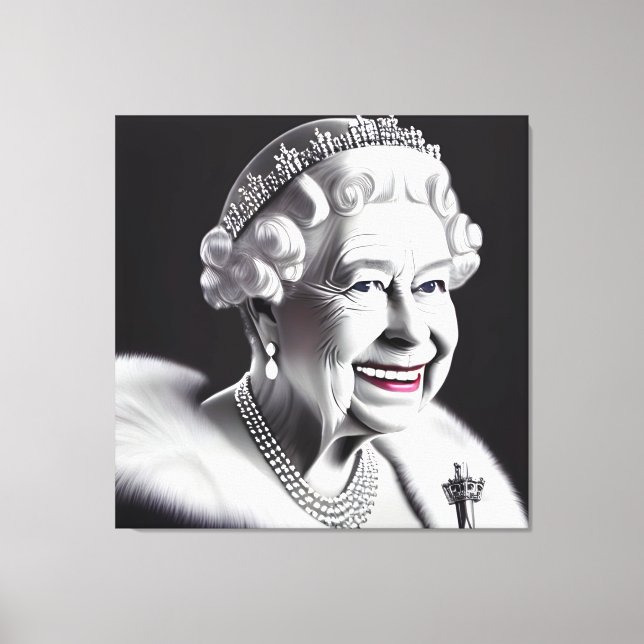 Smiling Crowned Queen Elizabeth Wall Art (Front)