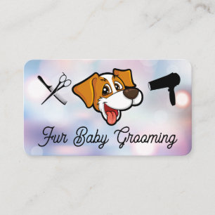 Smiling Cute Dog Logo   Grooming Tools   Boke Business Card
