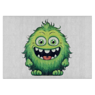 Smiling Cute Green Monster Cartoon Cutting Board