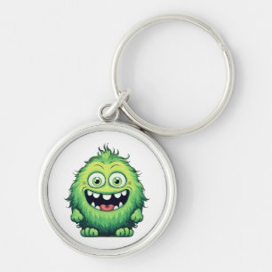 Smiling Cute Green Monster Cartoon Keychain