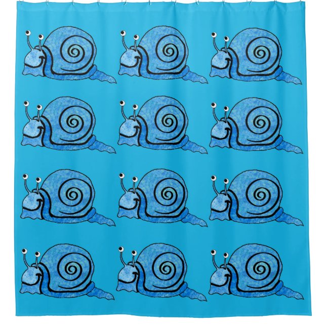 Smiling Cute Snails in Pretty Blues (Front)