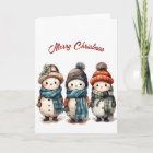 Smiling Cute Snowmen Illustration Christmas 