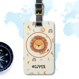 Smiling Cute Whimsical Lion Luggage Tag