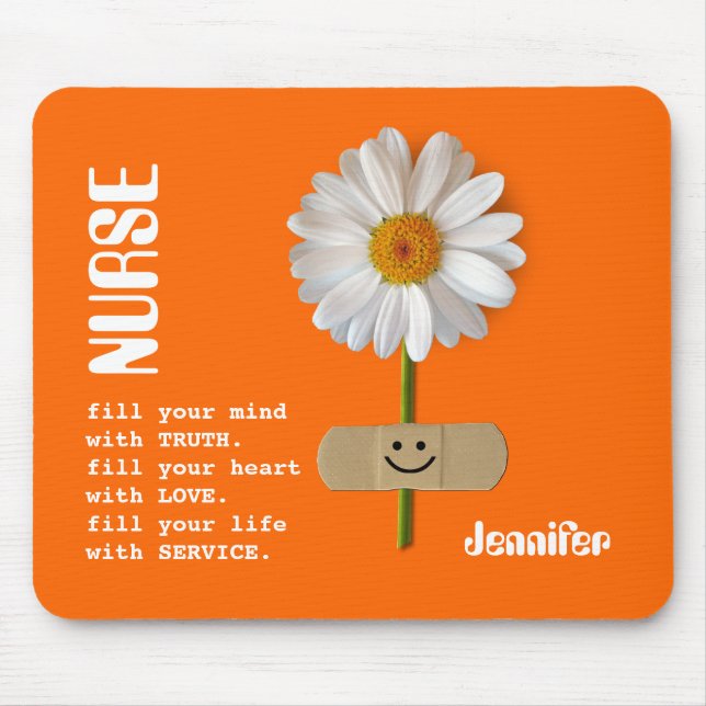 Smiling Daisy Nurse Appreciation Gift Mouse Pad (Front)