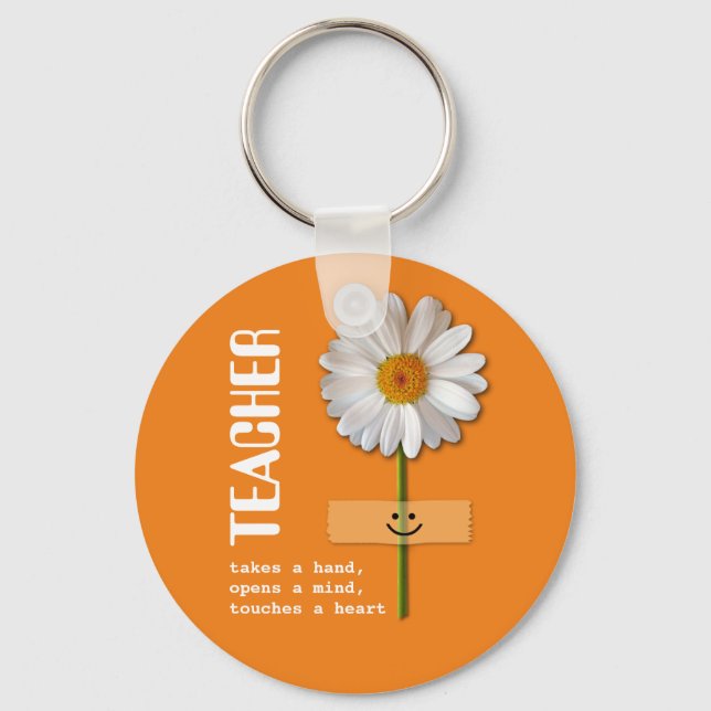 Smiling Daisy Teacher Appreciation Gift Keychain (Front)