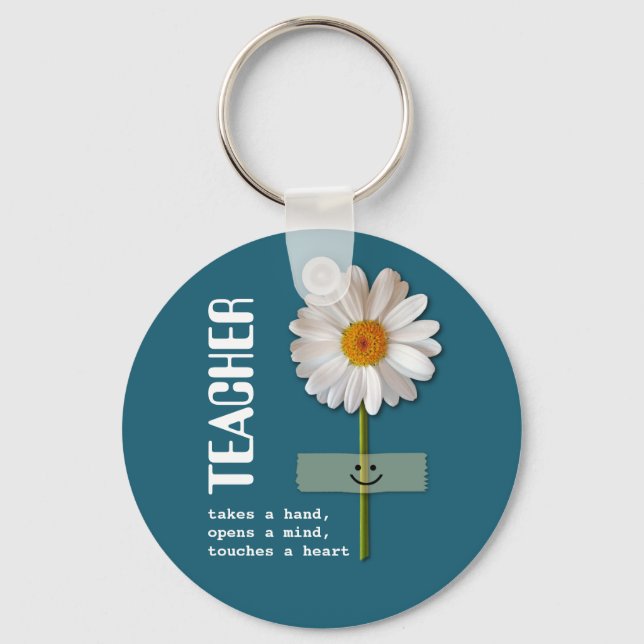 Smiling Daisy Teacher Appreciation Gift  Keychain (Front)