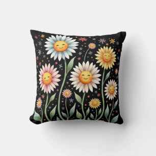 Smiling Daisy Throw Pillow