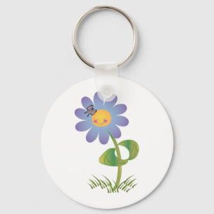 Smiling Daisy with Butterfly Keychain