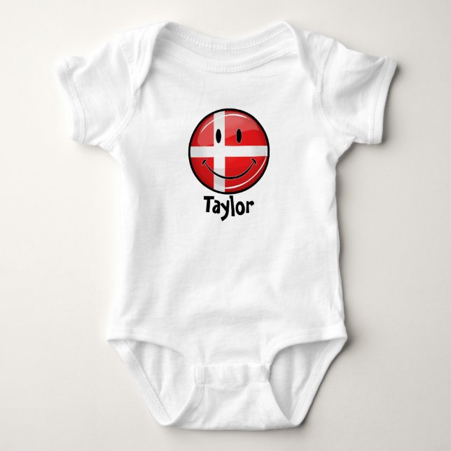 Smiling Denmark Flag Baby Bodysuit (Front)