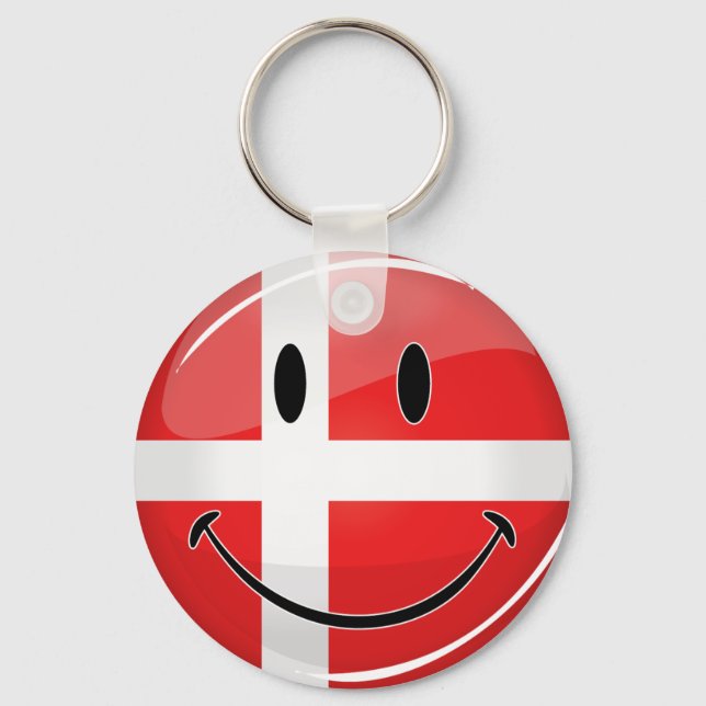 Smiling Denmark Flag Keychain (Front)