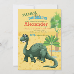 Smiling Dino Birthday Party Invitation