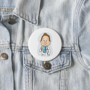 Smiling Doctor Giving Thumbs Up with Stethoscope  3 Inch Round Button