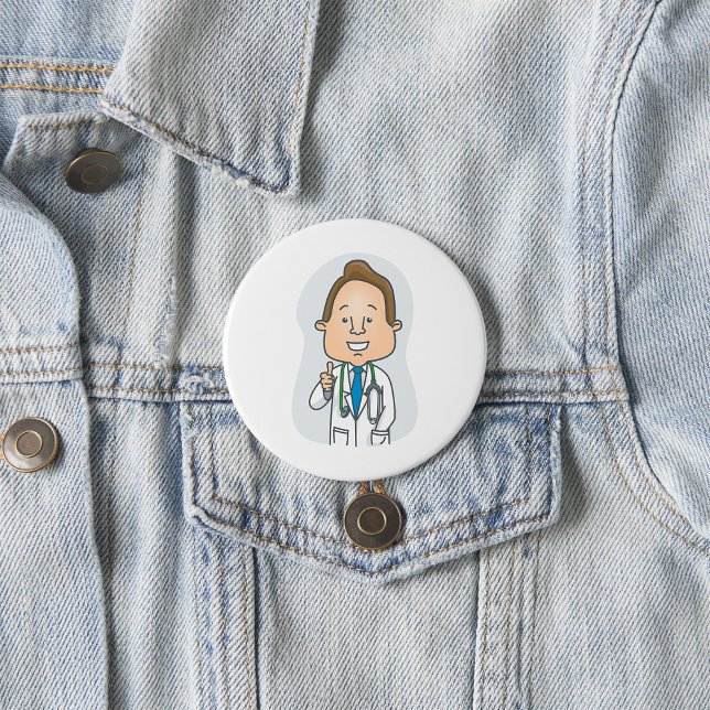 Smiling Doctor Giving Thumbs Up with Stethoscope  3 Inch Round Button (Creator Uploaded)