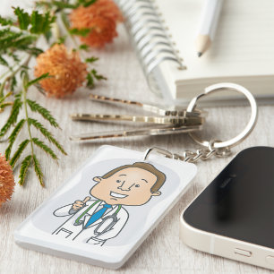 Smiling Doctor Giving Thumbs Up with Stethoscope  Keychain