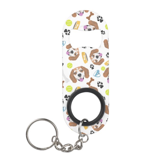 Smiling Dog Beagle Keychain Bottle Opener (Front)