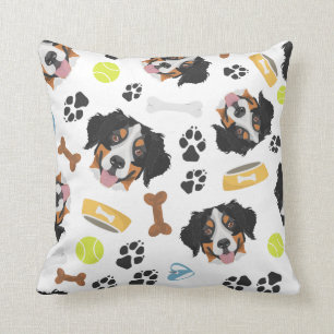 Smiling Dog Bernese Mountain Dog Throw Pillow