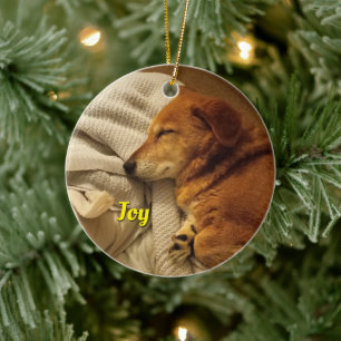 Smiling Dog Ceramic Ornament