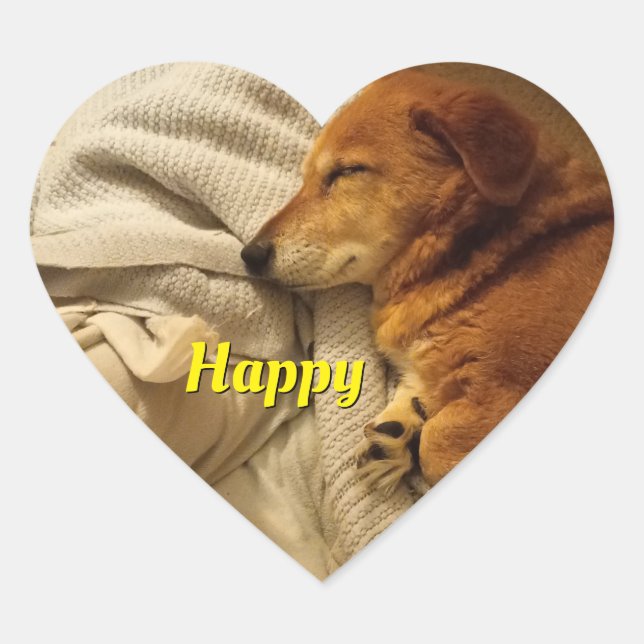 Smiling Dog Heart Sticker (Front)