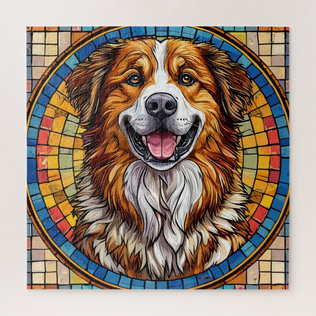 Smiling dog in mosaic background jigsaw puzzle (Vertical)