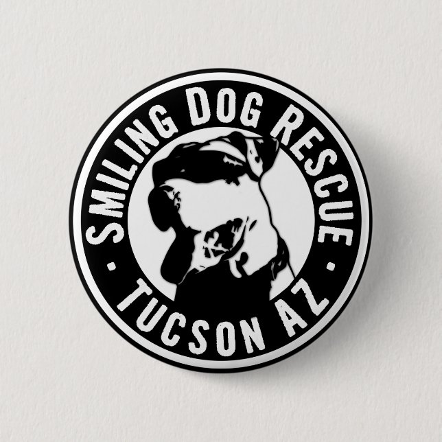 Smiling Dog Rescue 2 Inch Round Button (Front)