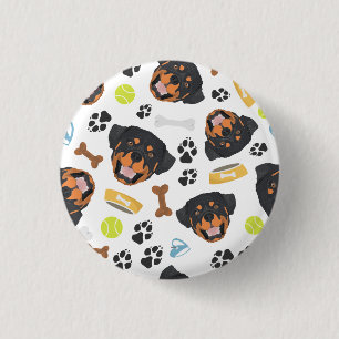 Smiling Dog Rottweiler 1 Inch Round Button