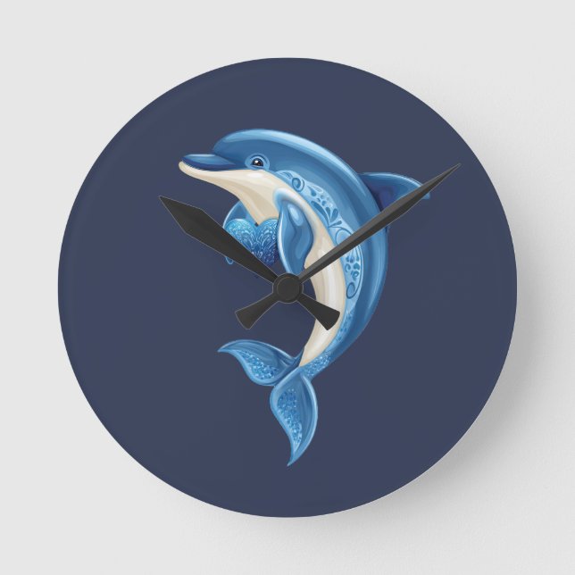 Smiling Dolphin Pillow Round Clock (Front)