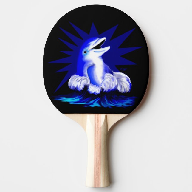 Smiling Dolphin Ping Pong Paddle (Front)