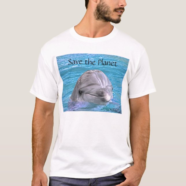 Smiling Dolphin - Save the Planet T-Shirt (Front)
