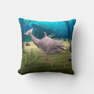 Smiling Dolphin Throw Pillow