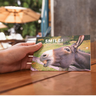 Smiling Donkey in a pasture customizable Postcard