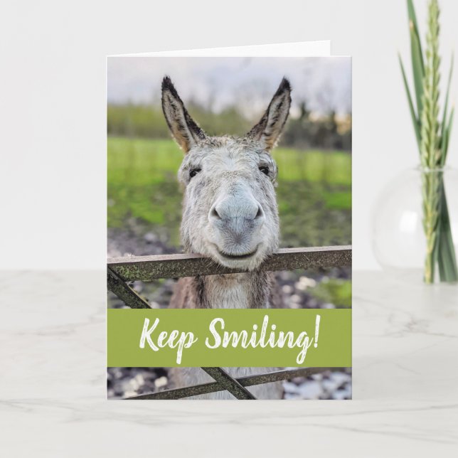 Smiling Donkey "Keep Smiling" Greeting Card (Front)