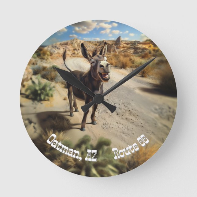 Smiling donkey, Oatman Arizona, Route 66 Round Clock (Front)