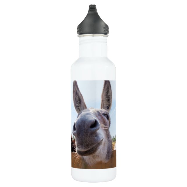 Smiling Donkey with a Silly Grin Water Bottle (Right)