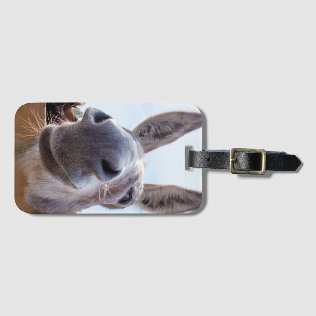 Smiling Donkey with Silly Grin Luggage Tag (Front Horizontal)