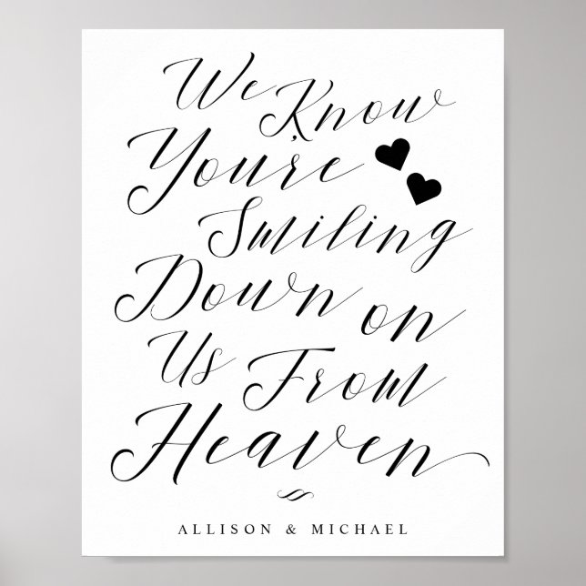 Smiling Down From Heaven Script Memorial Sign (Front)