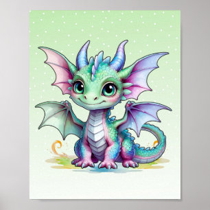 Smiling Dragon Nursery Art Poster