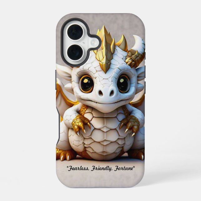 "Smiling Dragon Skull" iPhone 16 Case (Back)