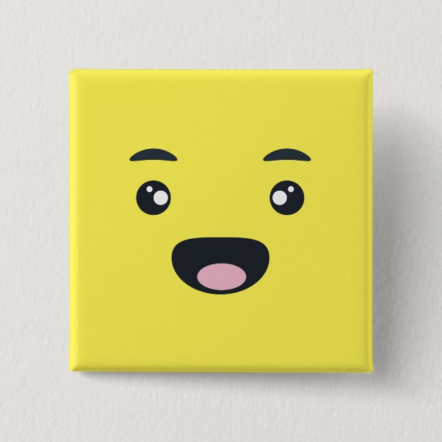 Smiling Emoji 2 Inch Square Button (Front)