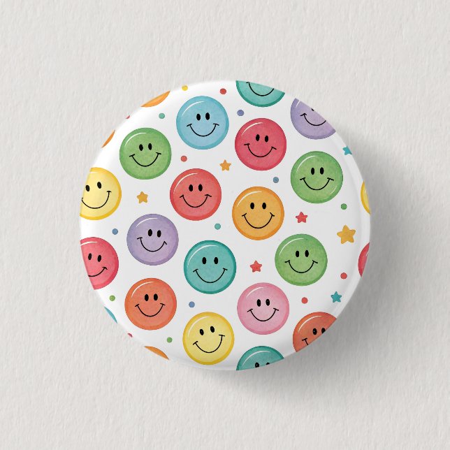 Smiling Emoji Pattern 1 Inch Round Button (Front)