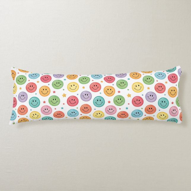 Smiling Emoji Pattern Body Pillow (Front)