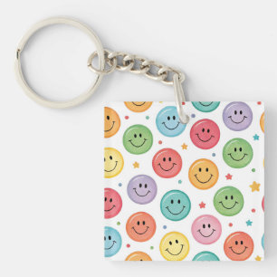 Smiling Emoji Pattern Keychain
