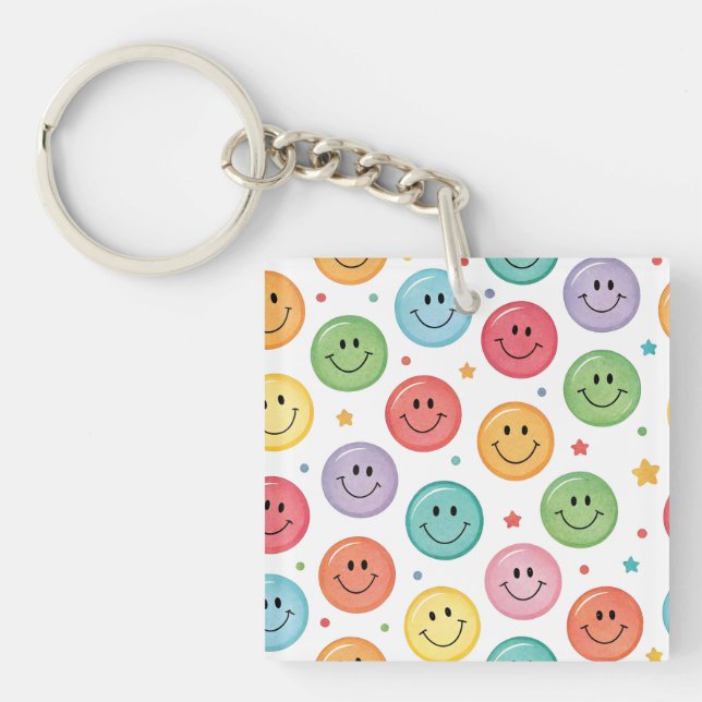 Smiling Emoji Pattern Keychain (Front)