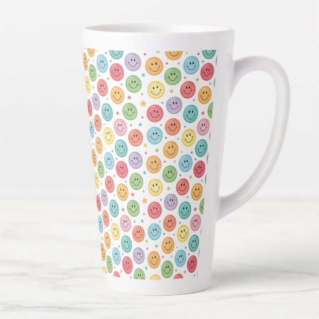 Smiling Emoji Pattern Latte Mug (Right)