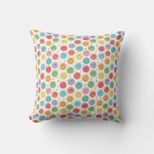 Smiling Emoji Pattern Throw Pillow